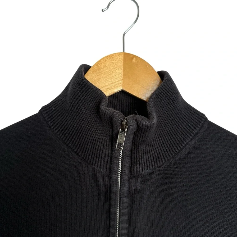 Amazon Essentials Men’s Full Zip Knit Sweater Mock Neck Small Cotton Black Work